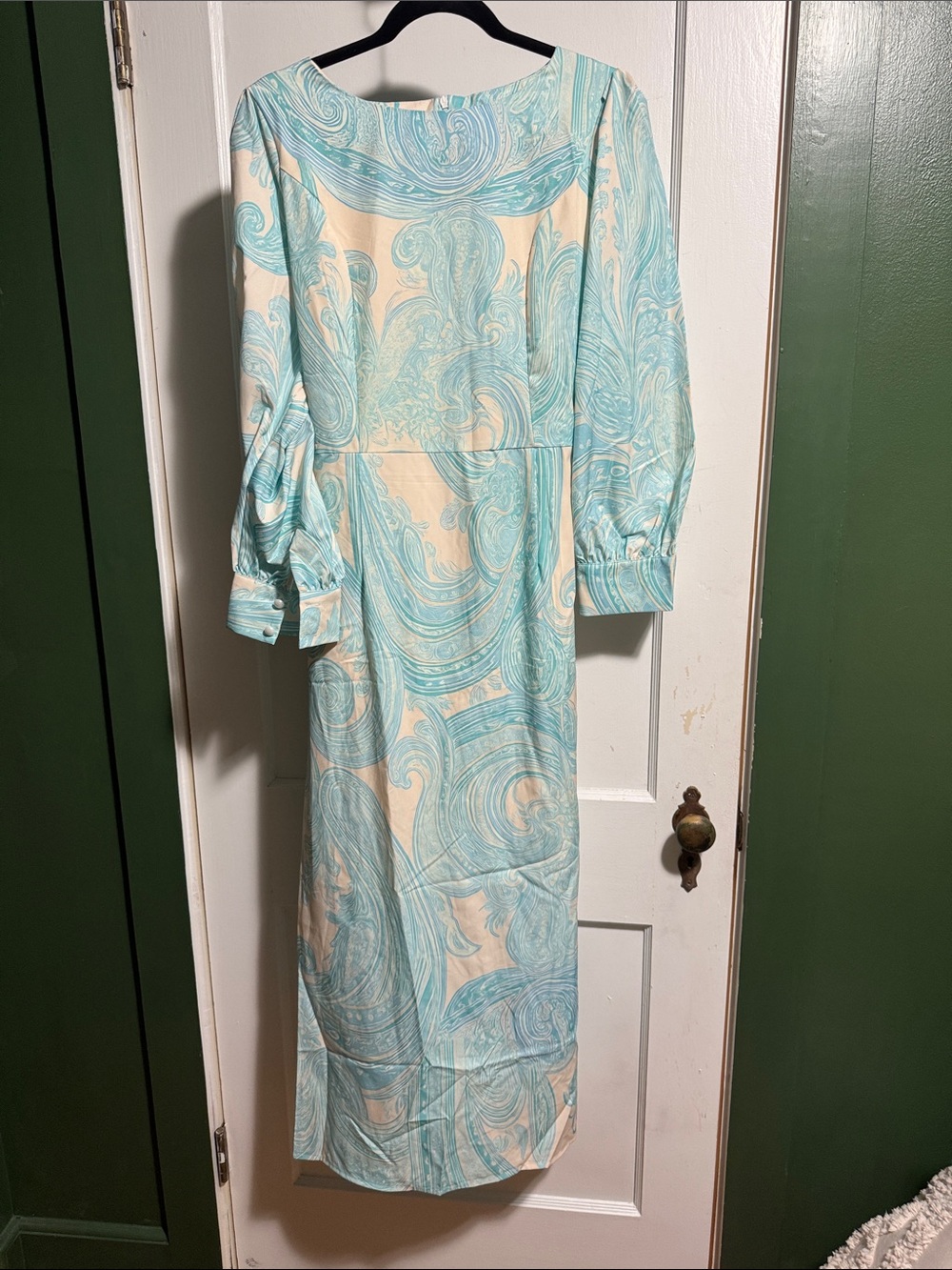 Women's Teal Swirl Long Sleeve Dress